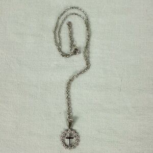 16" Silver Necklace with Silver Cross